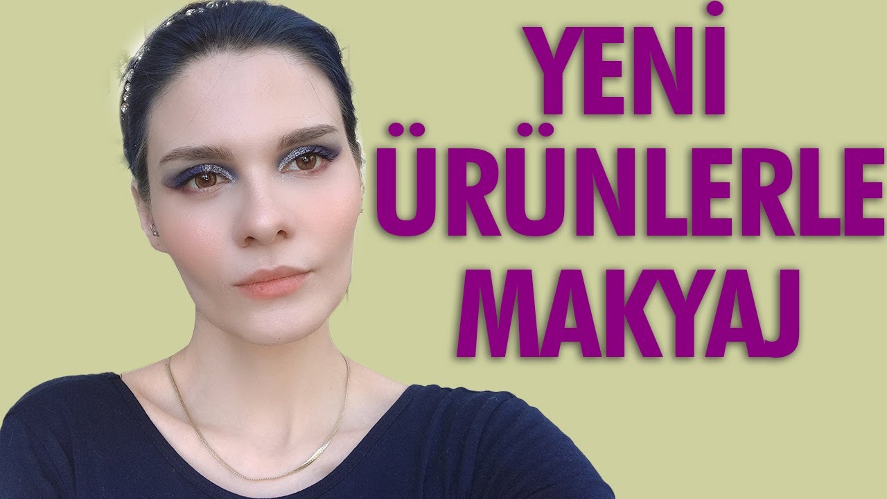 Yepyeni Kozmetik Ürünlerini Denedim | Yeni Kozmetik Ürünleriyle Lacivert Glitterlı Makyaj