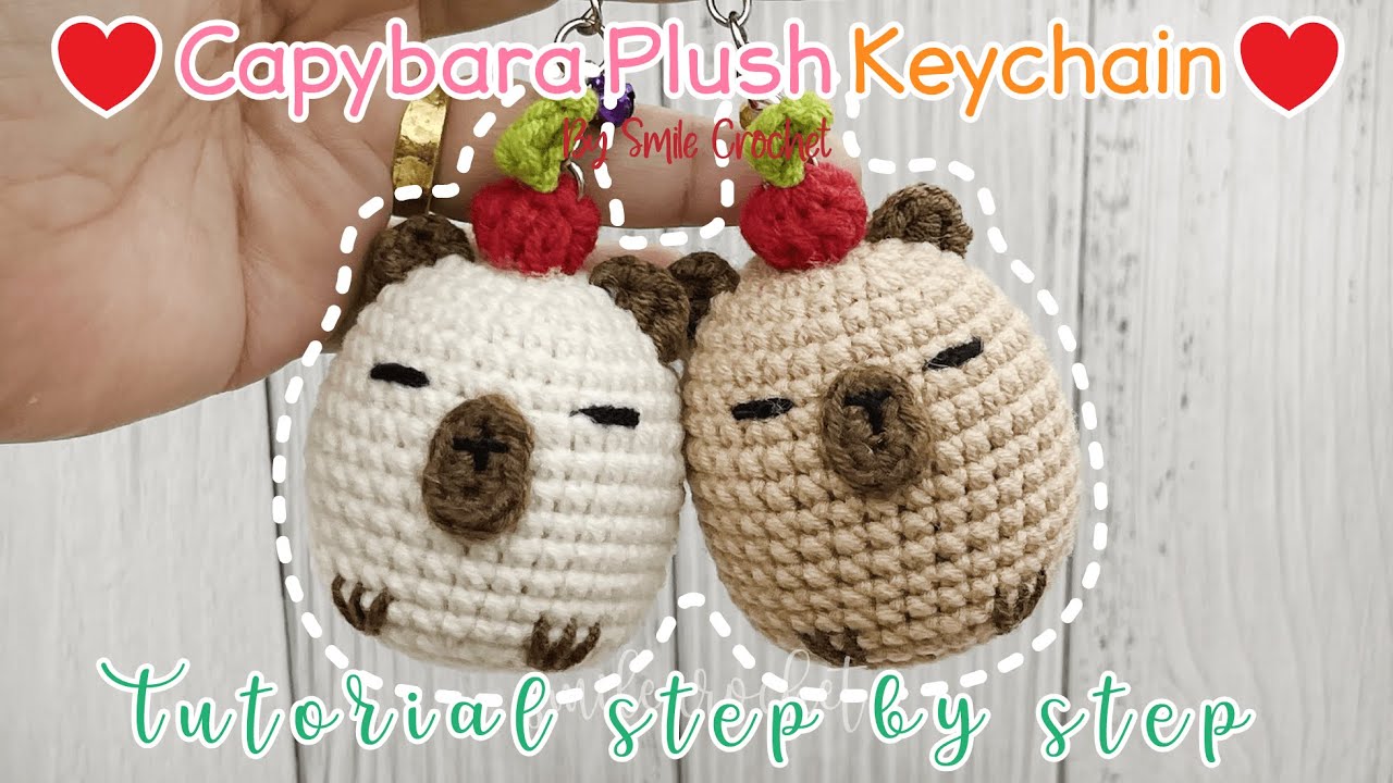 วิธีถักไหมพรม ตุ๊กตา คาปิบาร่า สุดน่ารัก How to Crochet Capybara Plush Amigurumi Keychain. No Sew!!!
