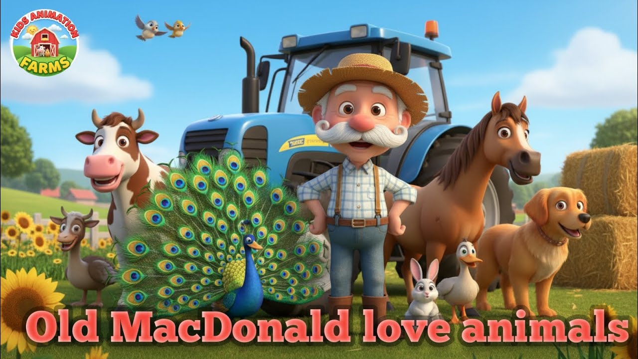 Old MacDonald Had a Farm | Cow, Ducks, Birds & Peacock Fun #oldmacdonaldhadafarmpoem #animalsforkids