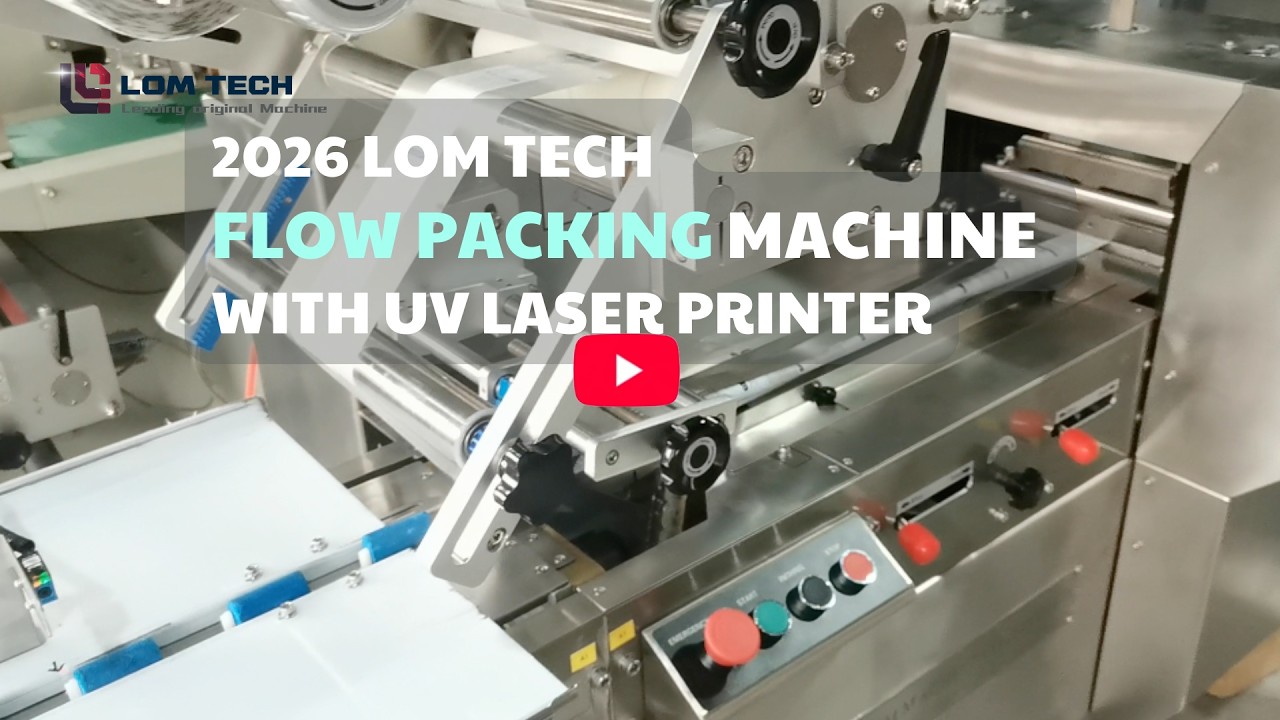 2026 LOM tech flow packing machine with UV laser printer