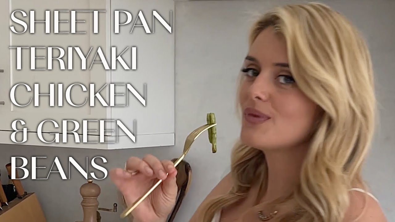 Противень с курицей терияки и зеленой фасолью