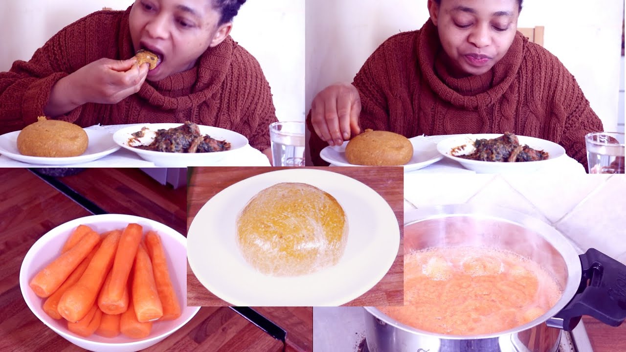 Cook And Eat With ME | Mukbang Nigerian Food | Cooking Carrot Fufu | Eating With Peanut Soup