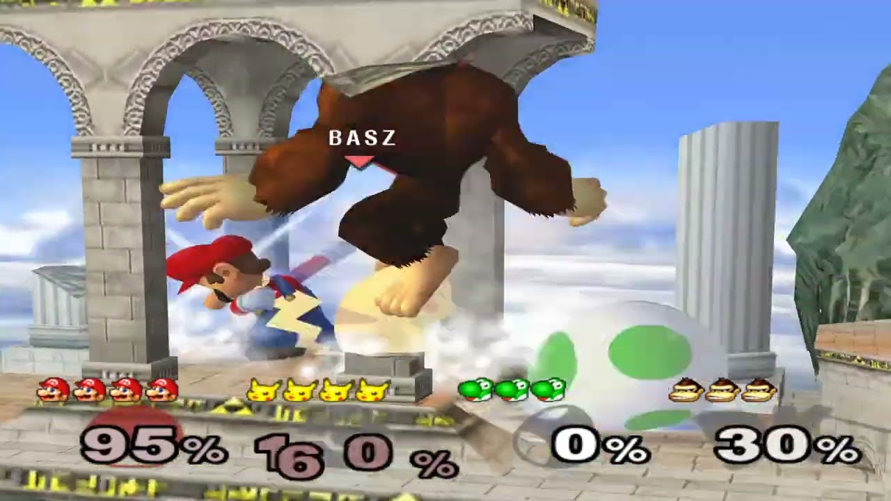 Super Smash Bros Melee (GCN) Special Request #114 - Mario VS Pikachu VS Yoshi VS Donkey Kong