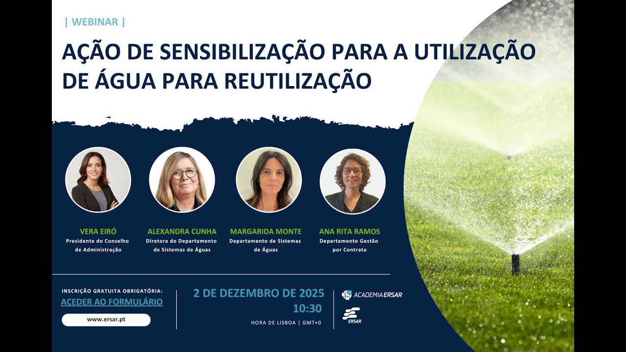 Webinar: Ação de sensibilização para a utilização de água para reutilização (ApR)