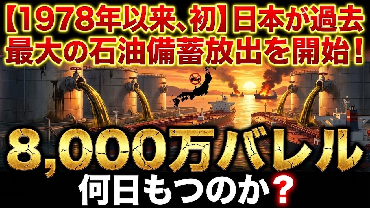 【1978年以来、初】日本が過去最大の石油備蓄放出を開始！8,000万バレルで何日もつのか？