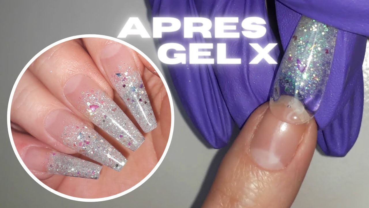 Como hacer UÑAS con la Tecnica APRES GEL X con Glitters | Press-On Nails 💅🏻