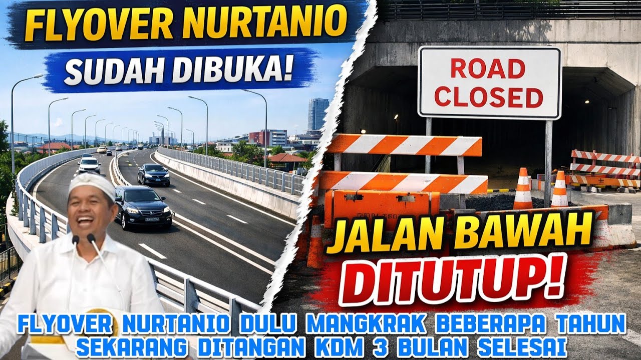 Wajah baru flyover Nurtanio kini sudah bisa diakses umum namun jalan bawah sekarang jadi ditutup