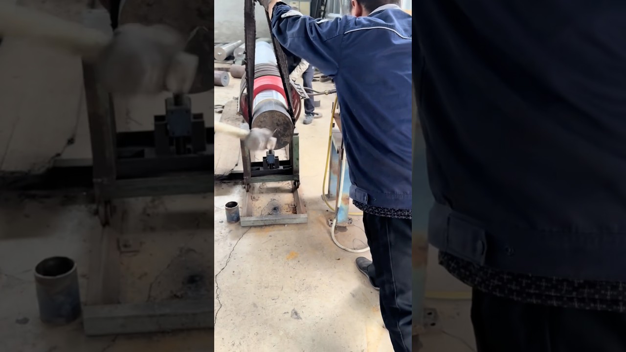 Roller shaft hot assembly process #production #processing #roller