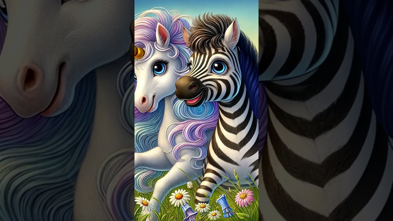 A unicorn 🦄 and zebra 🦓 together #ai #animals #yt #shorts #youtube #viralshorts #lovely #unicorn