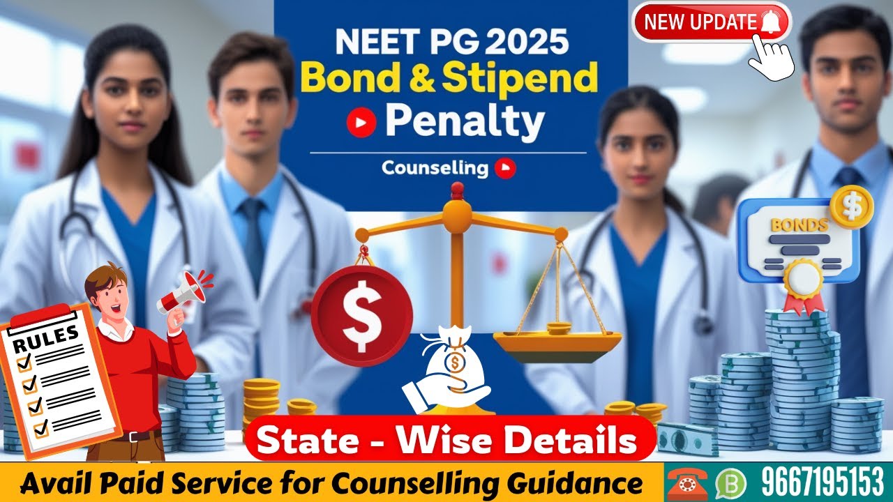 NEET PG 2025 📚 State Bond & Stipend 💰 | AIQ vs State Rules ⚖️, Discontinuation Penalty 🚫
