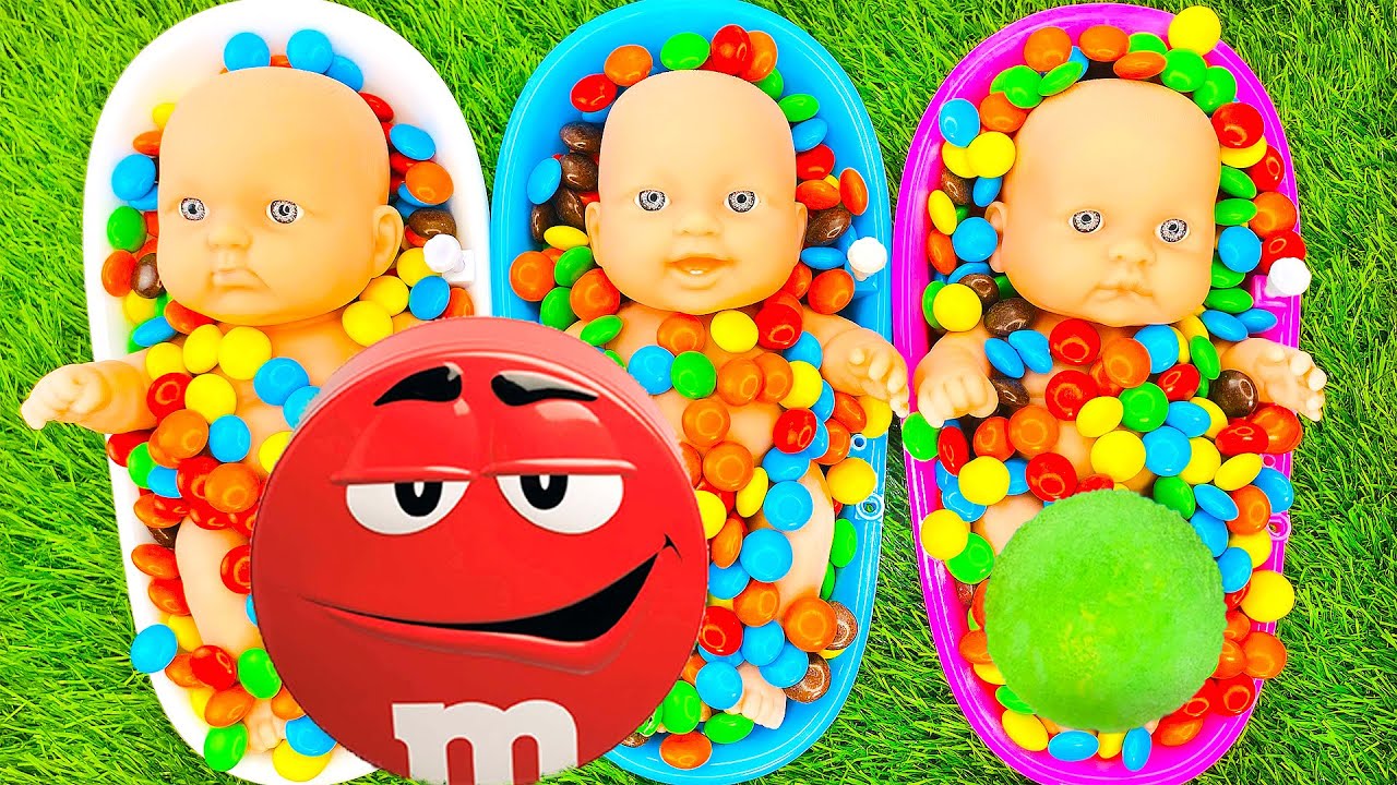 4 Minutes Satisfying Video Mixing Funny Candy ASMR Make Up in 3 Bathtubs with Eggs Slime Rainbow