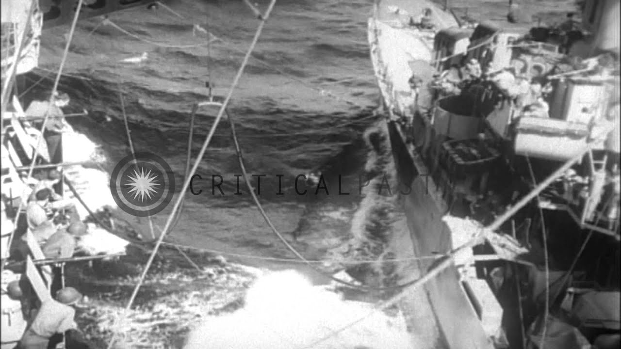 Battle for Leyte Gulf between the Allied naval-air forces and the Japanese naval-...HD Stock Footage