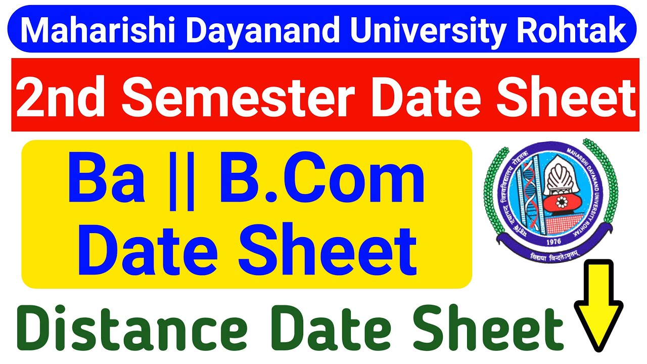 Mdu Distance  Ba & B.Com Second Semester Date Sheet 2021 || Mdu Distance  2nd Semester Date Sheet