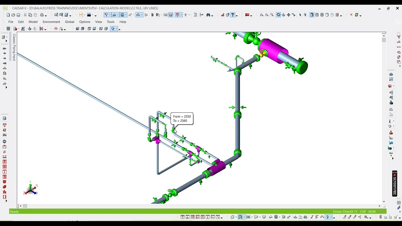 CAESAR-2 PIPING MODELING/ INPUTS/ BREAK/INSERT/PIPE SUPPORT/ OFFSET/ SKEWED LINES /ISOMETRIC  PART 1