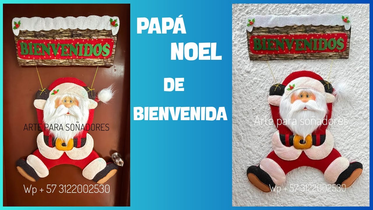 COMO HACER UN PAPÁ  NOEL PARA LA PUERTA / ARTE PARA SOÑADORES