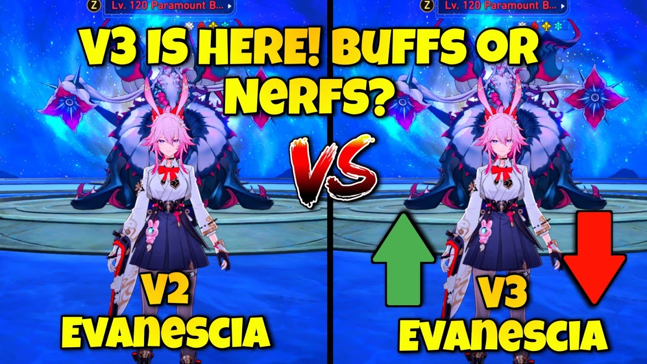 V3 E0S1 EVANESCIA VS V2 E0S1 EVANESCIA VS STELLARON HUNTER KAFKA || BUFFS OR NERFS?