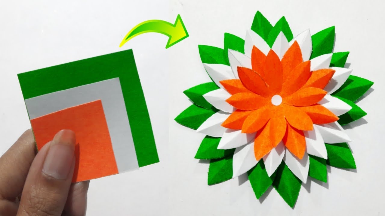 Independence Day Paper Flower Making Idea | Diy Tricolor Paper Flower Craft | Independence Day Craft