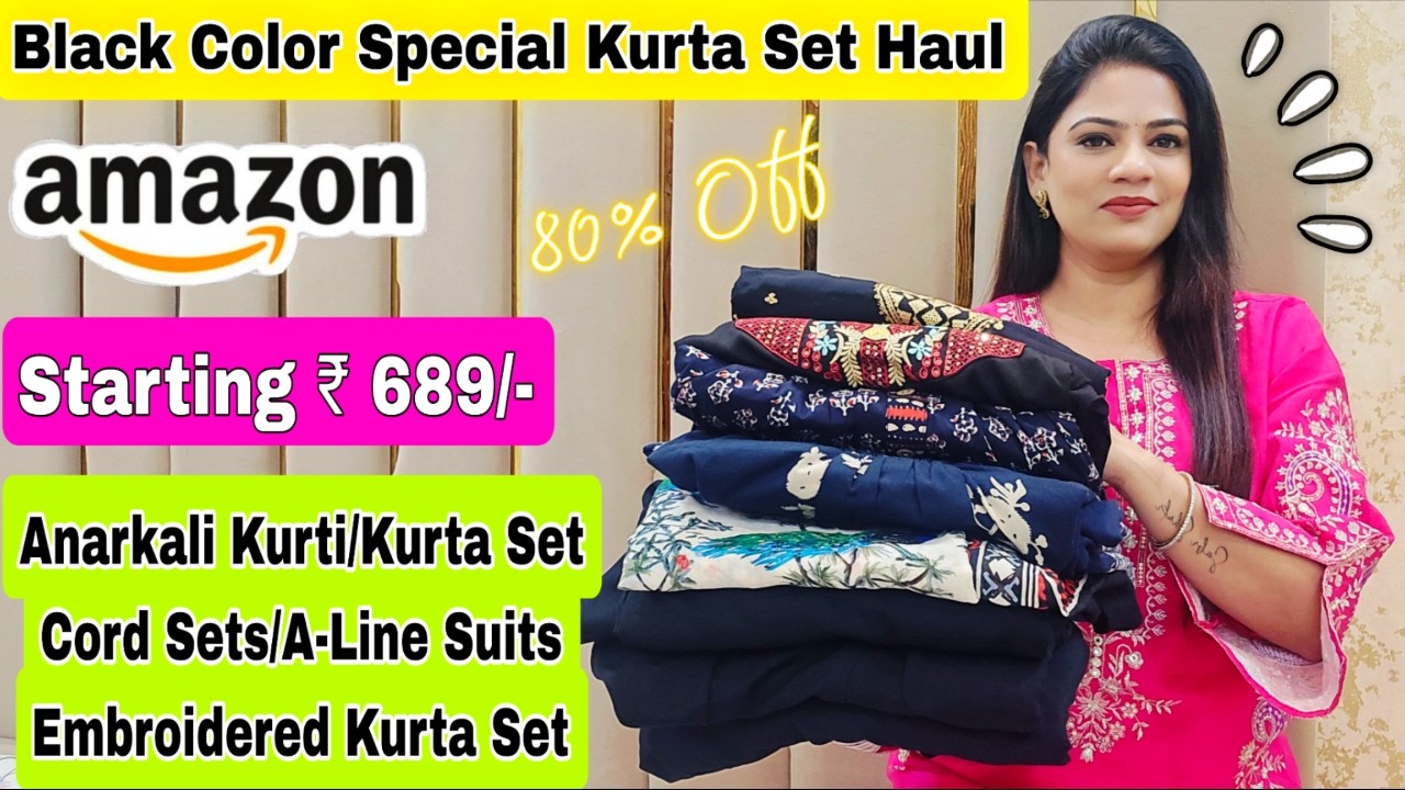 Amazon Black Color Special Kurti,Kurta Sets,Cord Sets Haul Starting 689,Rajni Style Tips #amazon