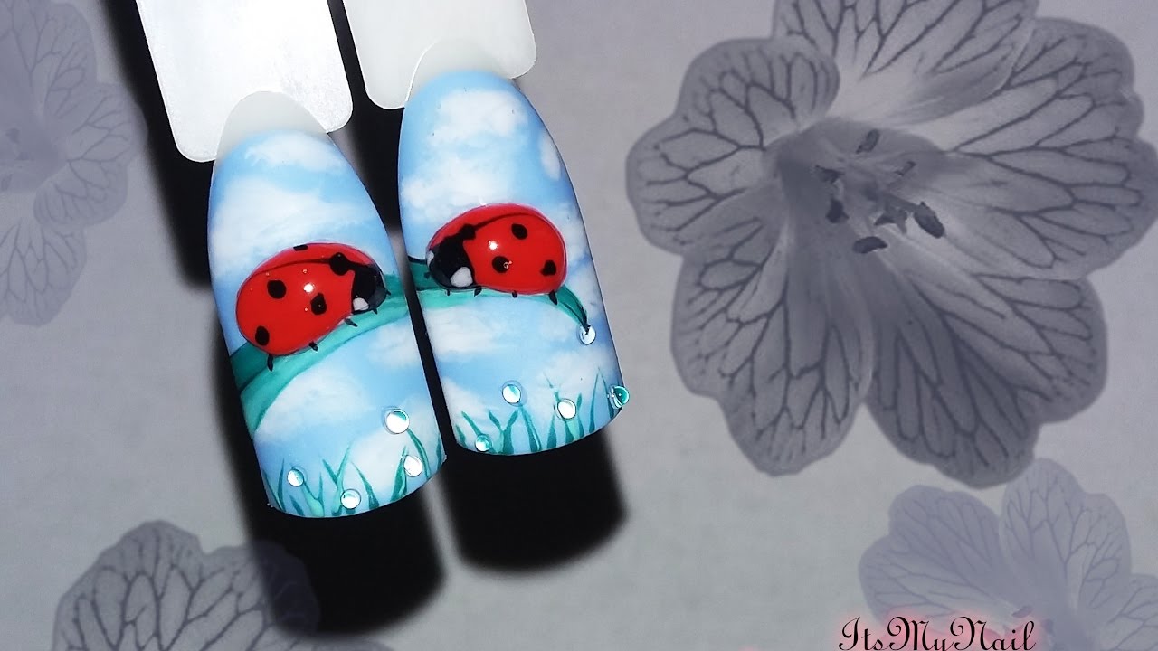 🐞Дизайн ногтей гель лаком🐞Рисуем божью коровку на ногтях🐞Nail Design Shellac🐞
