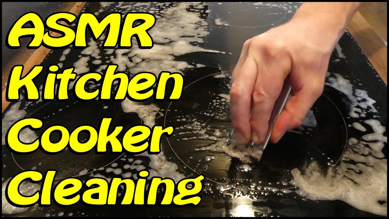 Hob/Cooker Kitchen Cleaning with ASMR triggers - NO TALKING