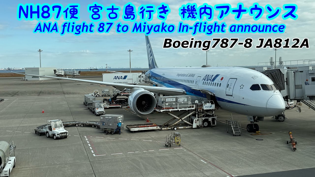 【機内放送】NH87便 宮古島行き 機内アナウンス B787-8 高音質 / ANA flight 87 to Miyako In-flight announce B787-8