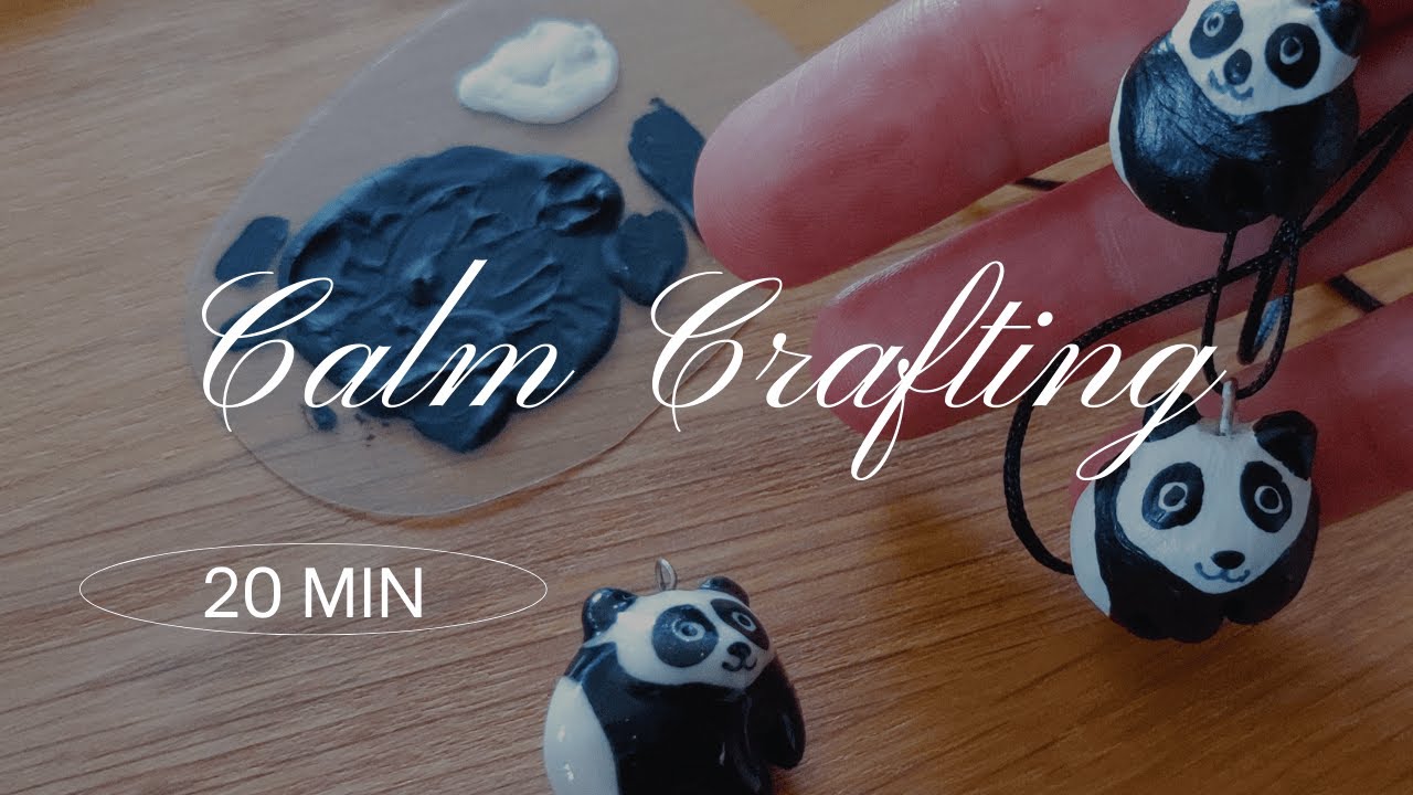 20 Minutes of Calm Crafting | Painting Panda Hangers with Rain Sounds