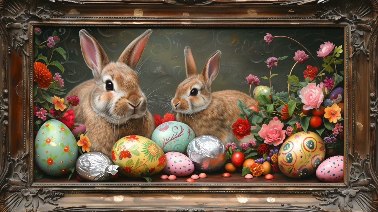 4K Vintage Easter Art TV Screensaver | Easter Ambience | Spring Ambience | Free Framed Art