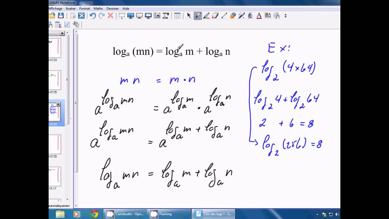 Propriétés des logarithmes - partie 1