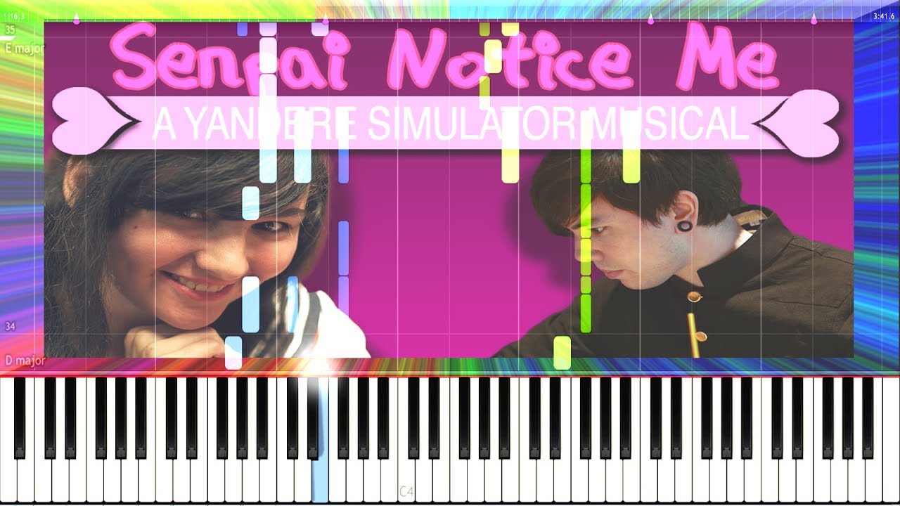 Senpai Notice Me: A Yandere Simulator Musical - Random Encounters [Synthesia Piano Tutorial]