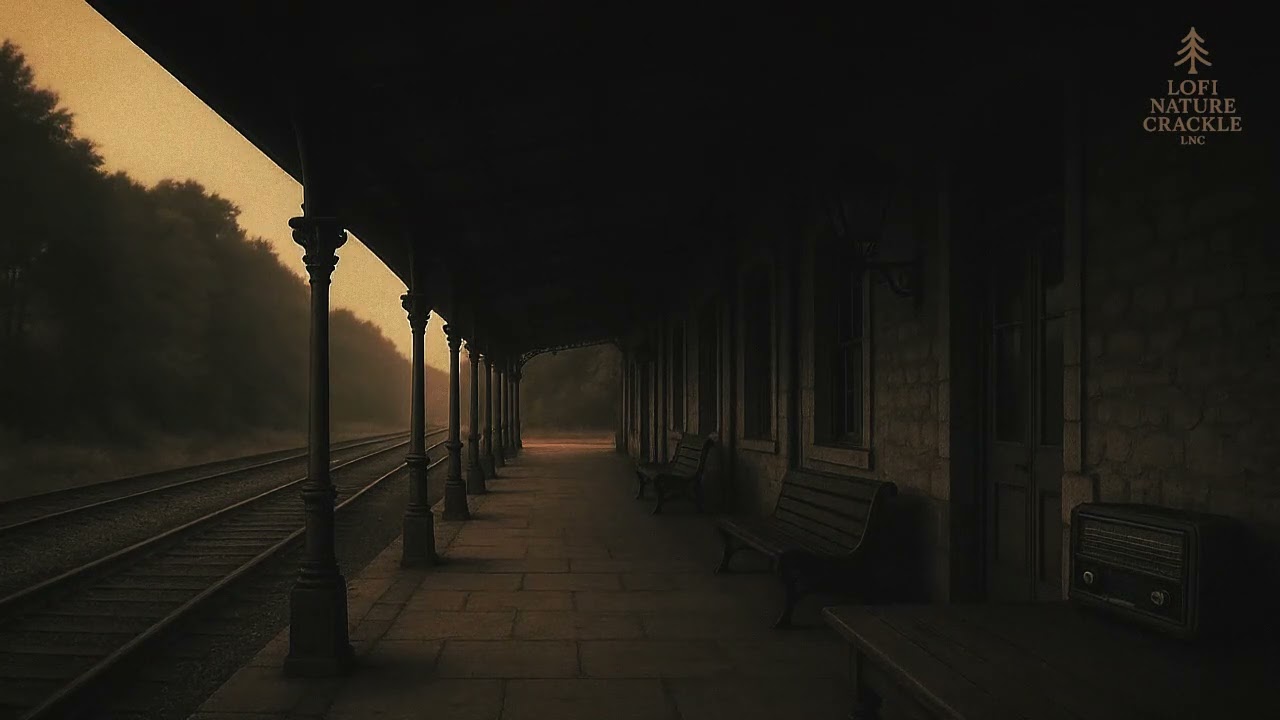 Lo-fi Sleep at the Empty Train Station 🌙 | Crackle & Calm Ambience (10h)