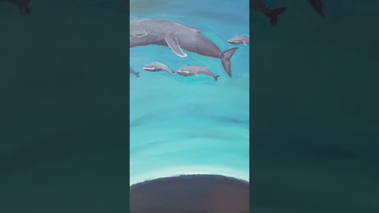 blue whales in the water dome #acrylic #drawing #dreamart #original #traditionalart