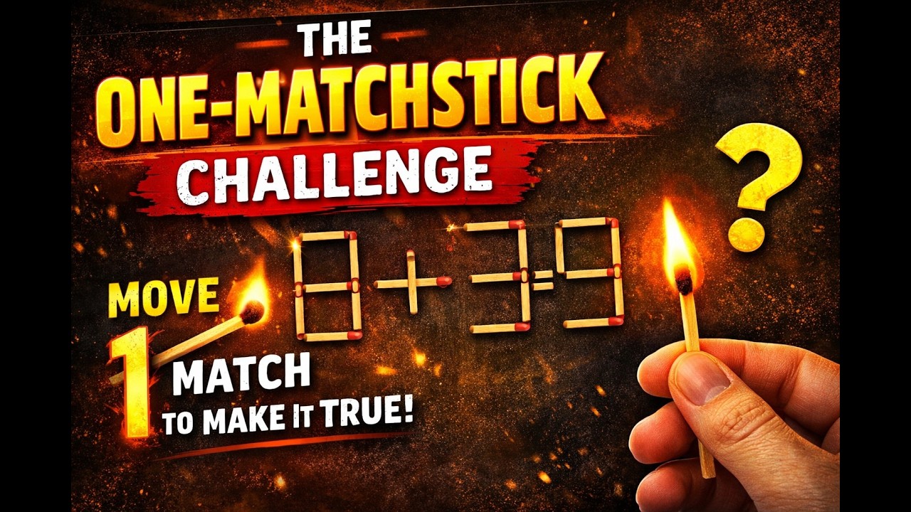 One Matchstick Challenge 🔥 Move 1 Match to Fix the Equation! (Brain Teaser Quiz)