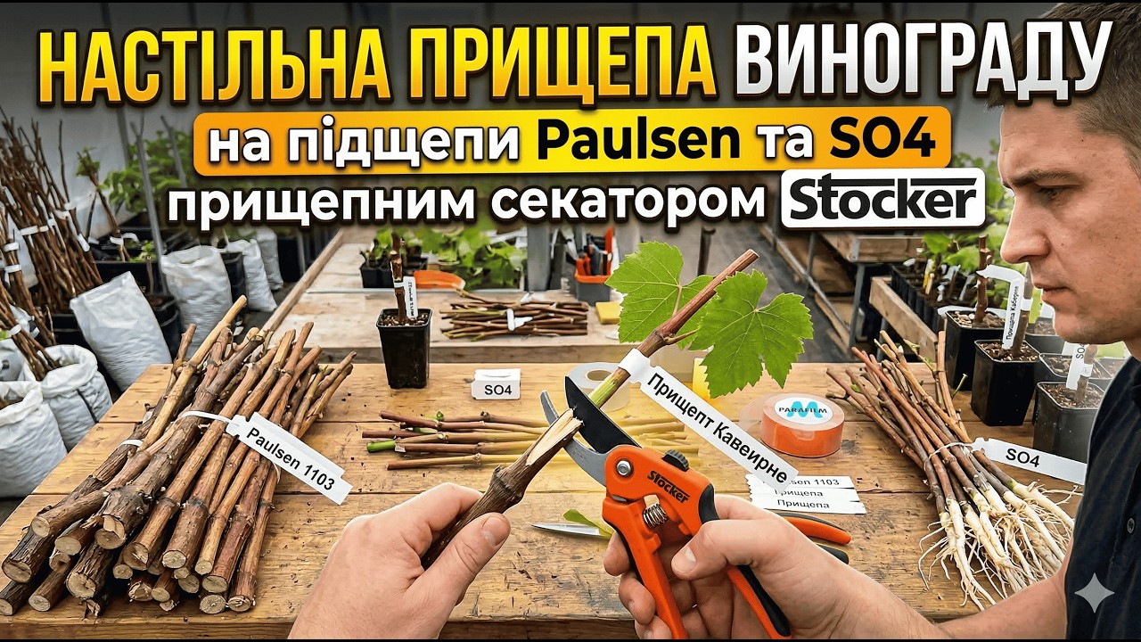 Щеплення винограду на підщепи Paulsen та SO4 секатором Stocker + тижневий калейдоскоп коротких відео
