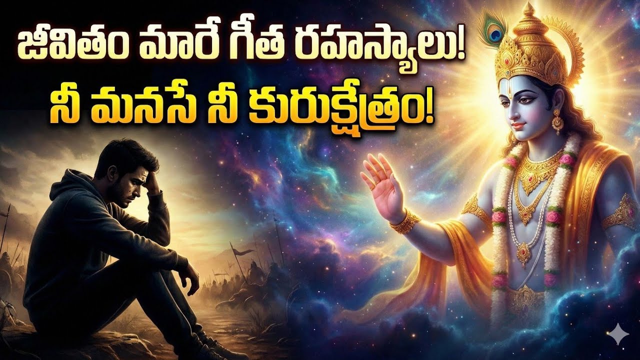 “జీవితం మారే గీత రహస్యాలు!”“నీ మనసే నీ కురుక్షేత్రం!”“Krishna Life Secrets 🔥”