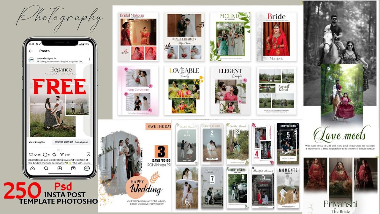 Instagram Post Psd Save To Date Pre Wedding Mehendi Jaimala Reception All Instagram Post Catloge PSD