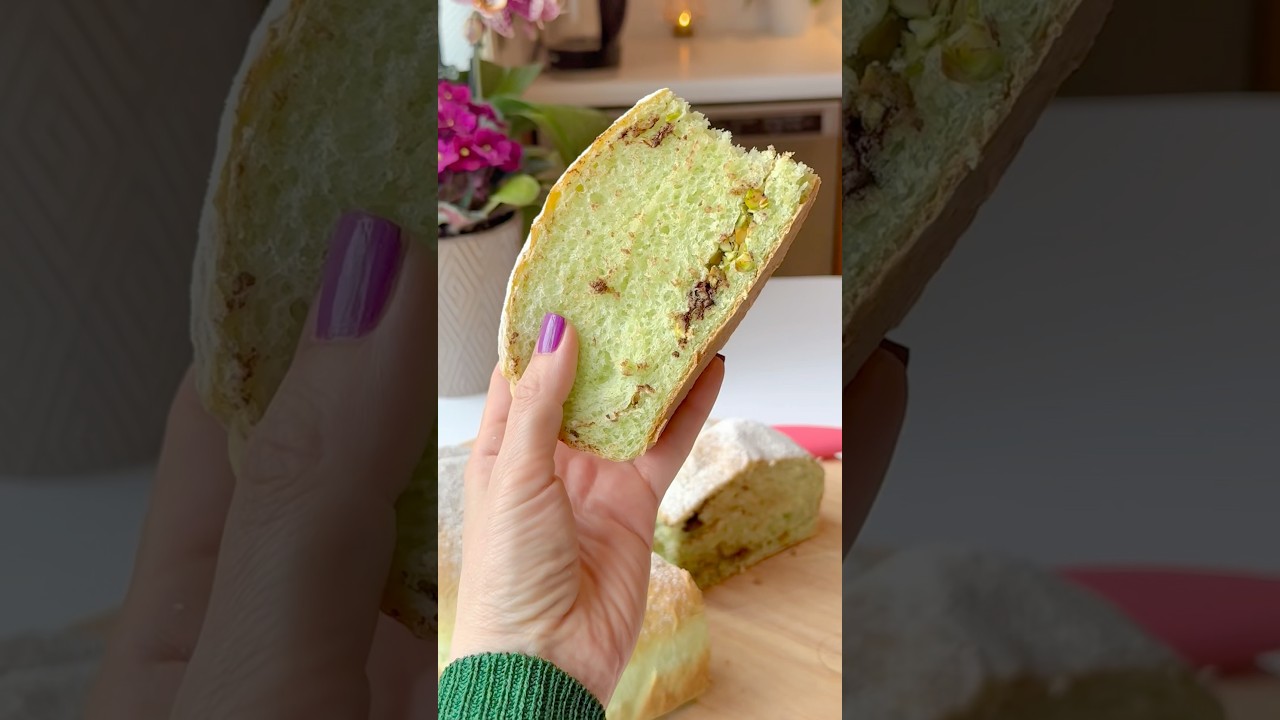 No Knead Matcha Bread With Pistachios And Dark Chocolate Chips!  Recipe In The Comments #food