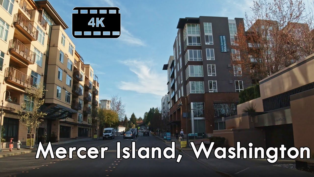 Driving in Downtown Mercer Island, Washington - 4K