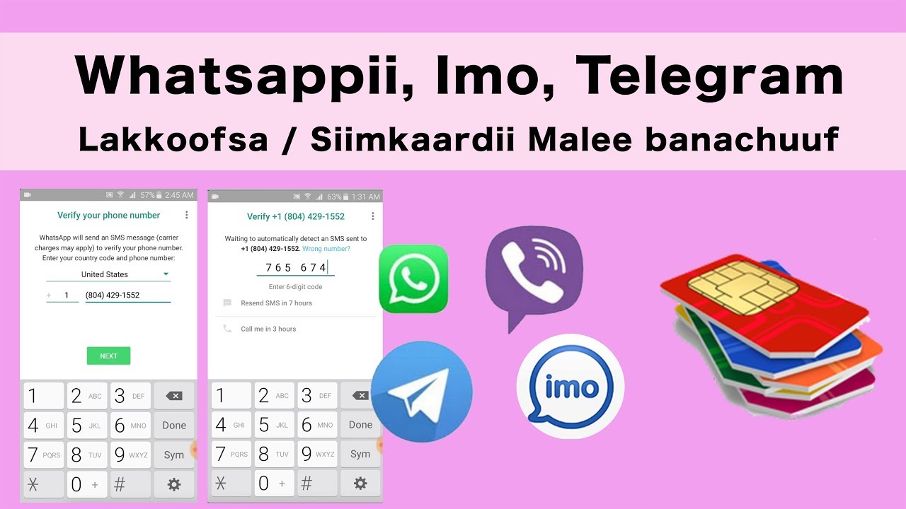 Whatsappii fi Imo Lakkoofsa malee (siimkaardii malee) banachuuf 100% karaa Hojjatu
