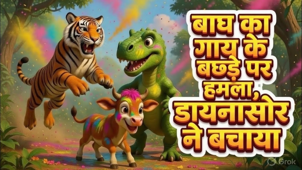 🦖 डायनासोर और बछड़े की सच्ची दोस्ती 🐄 | हिंदी कहानी | Moral Story | Bedtime Cartoon Story for Kids
