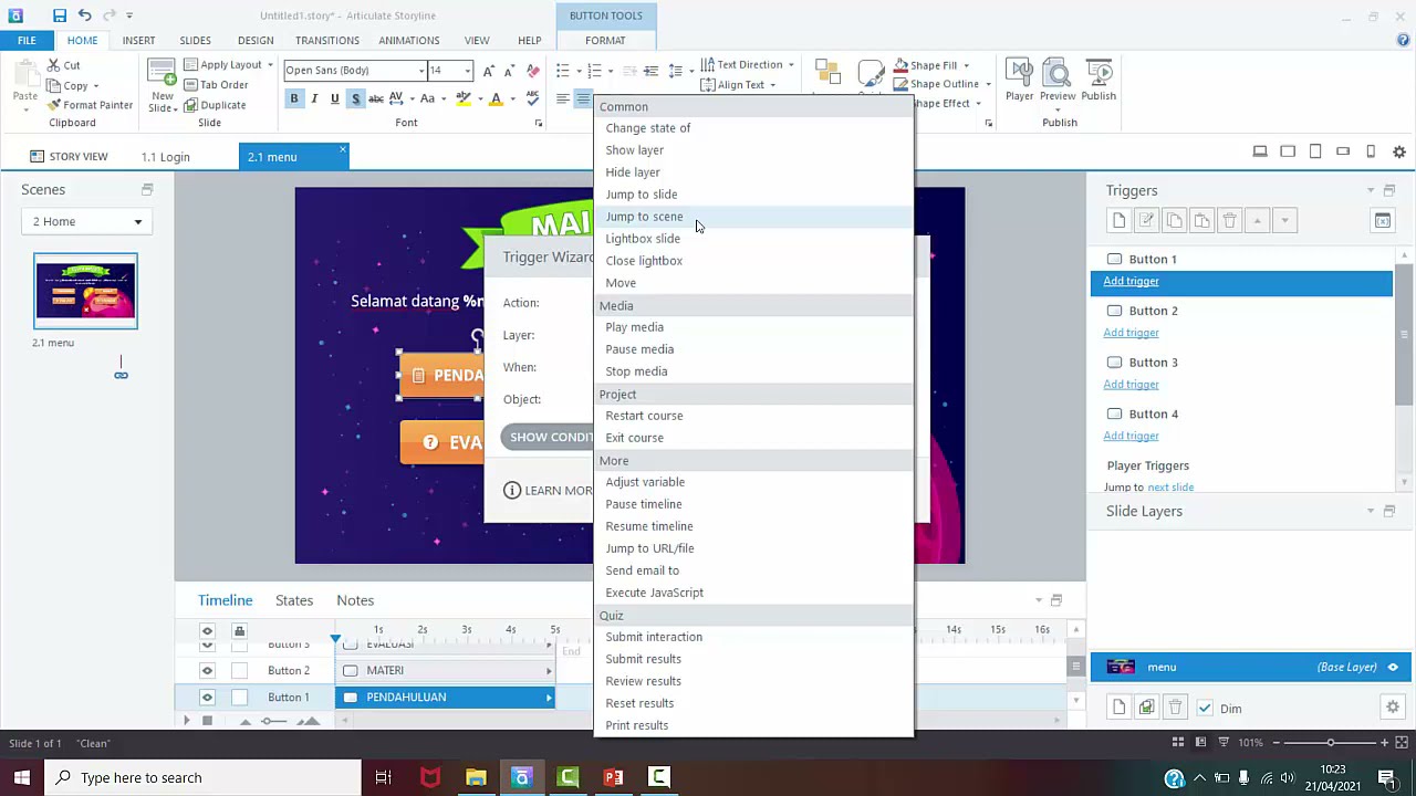 Membuat Triggers Menu di Articulate Storyline 3 - PART 2