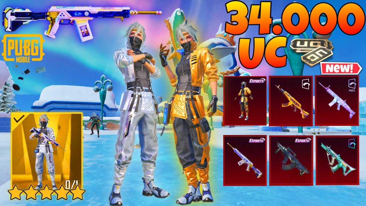 34.000UC😱FRO ALL NEW GUN MAX PMGC W/OUTFIT PMGC ESPORTS😍GAMEPLAY PUBG MOBILE 