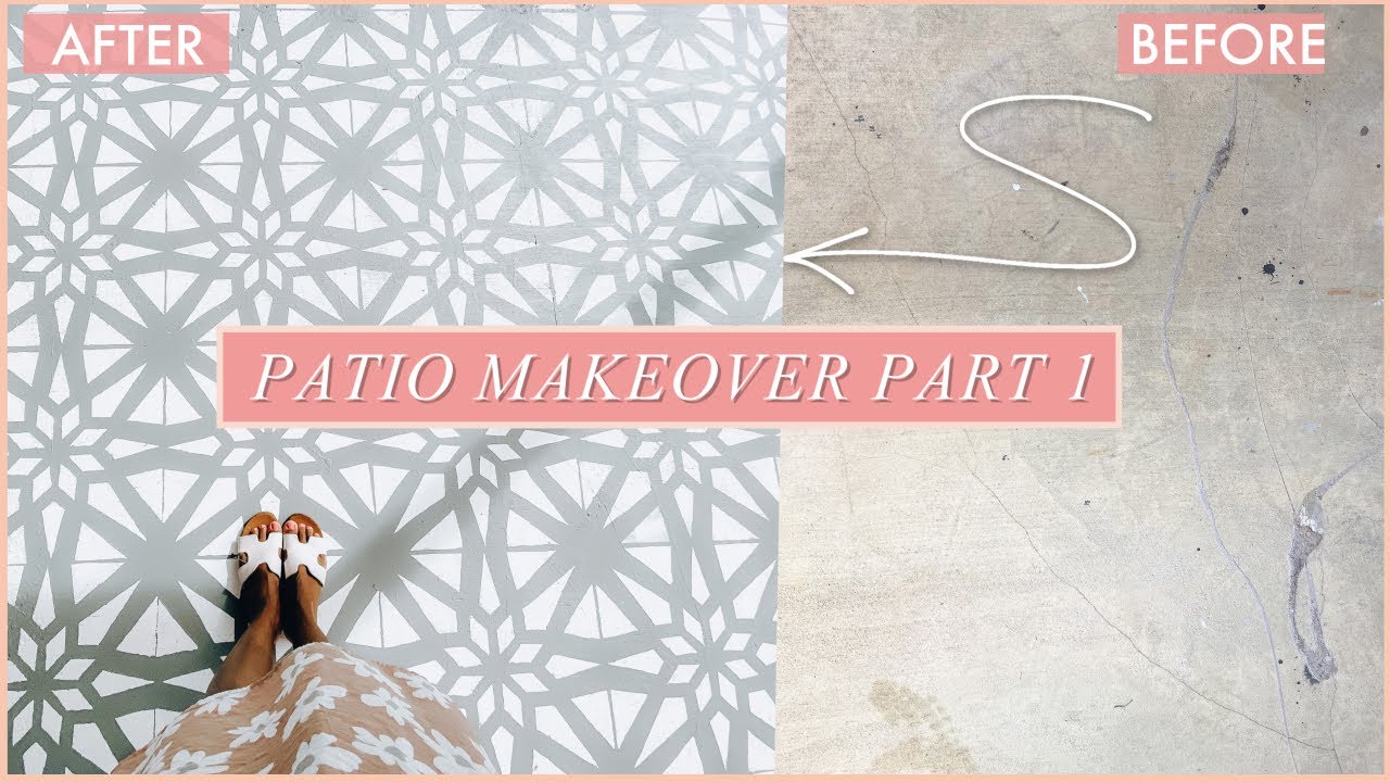 DIY PATIO MAKEOVER ON A BUDGET | Modern Boho Patio | How to use floor stencils