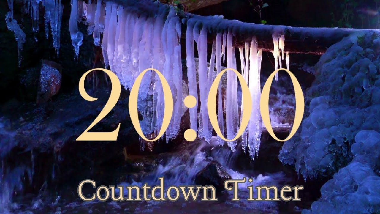 ❄️💜 20-Minute Winter Countdown Timer with Alarm | Flowing Water, Icicles & Gentle Piano Music 🌙
