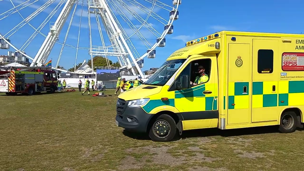 Car cash joint demo (ESFRS & SEACAMB) at Eastbourne 999 Display Weekend 2023.