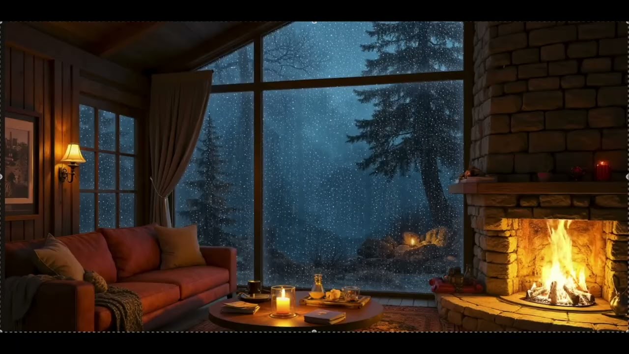 Winter Warmth by the Fireplace: A Cozy Snowy Escape
