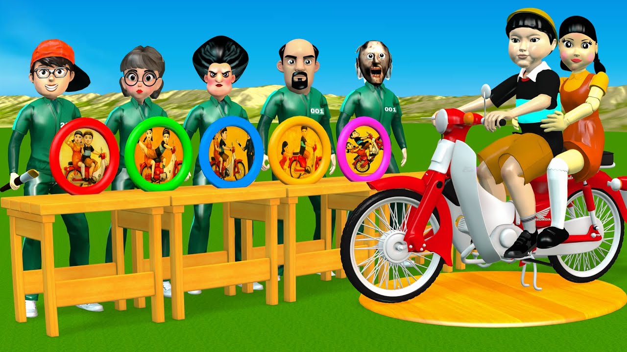 Scary Teacher 3D против игры Squid. Игра Sketch Squid 3. Пара позирует на мотоцикле. 5 раз. Челле...