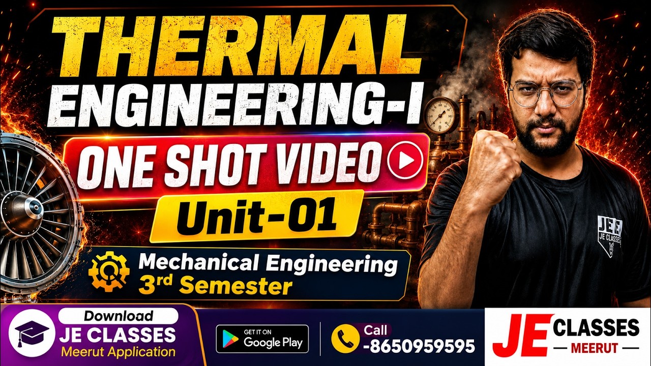 🔥01 Thermal Engineering (Unit-01) ONE SHOT VIDEO || Mechanical Engg. 3rd Semester || #jeclasses