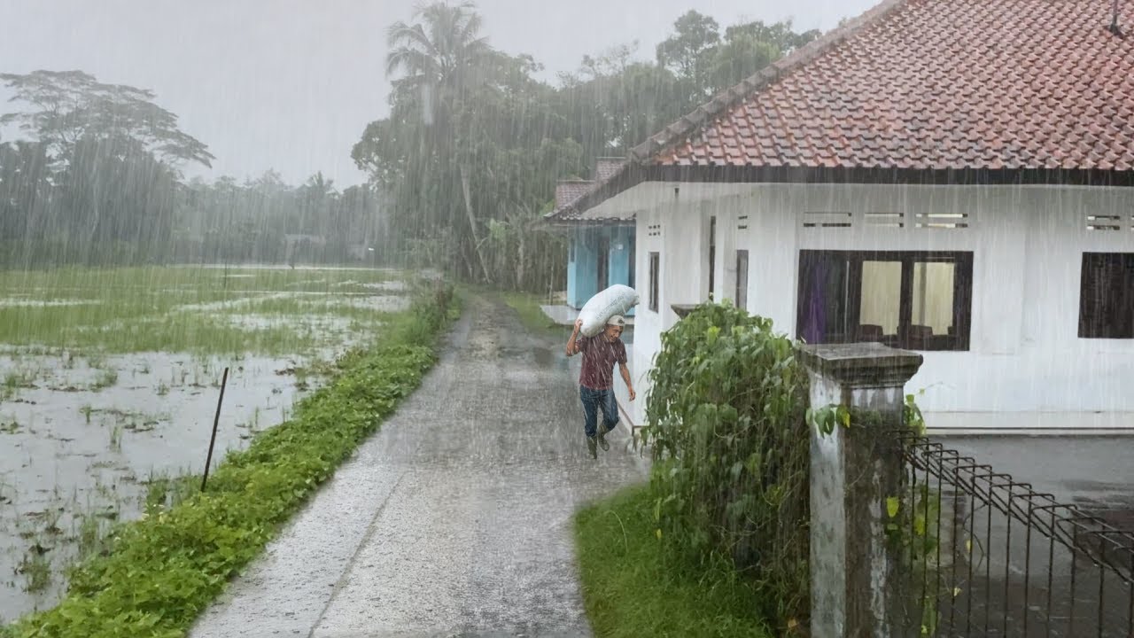 Heavy Rain and Thunder Sounds for Sleeping - Red Soil Village | Perfect Heavy Rain for Rest