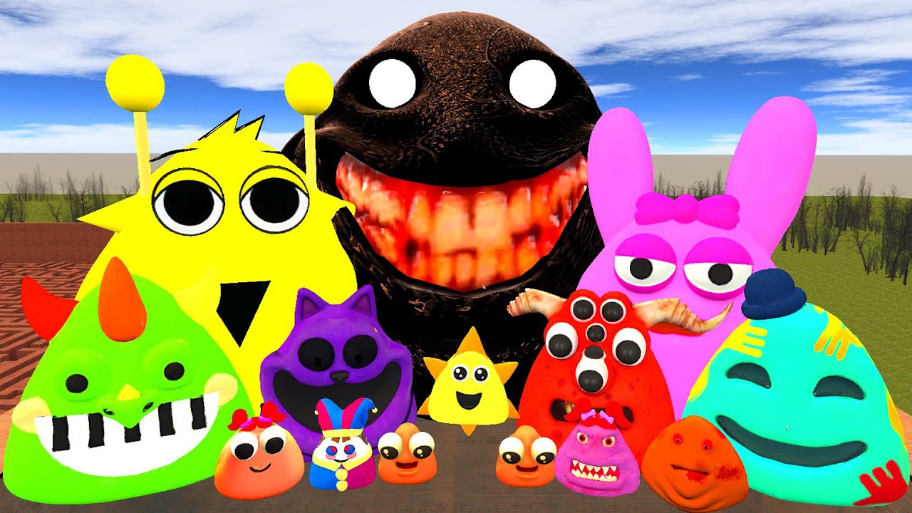 🌀SPARTAN KICKING POU BOU FAMILY FROM BOU'S REVENGE Of POU and SPRUNKI POU in BIG MAZE Garry's Mod!