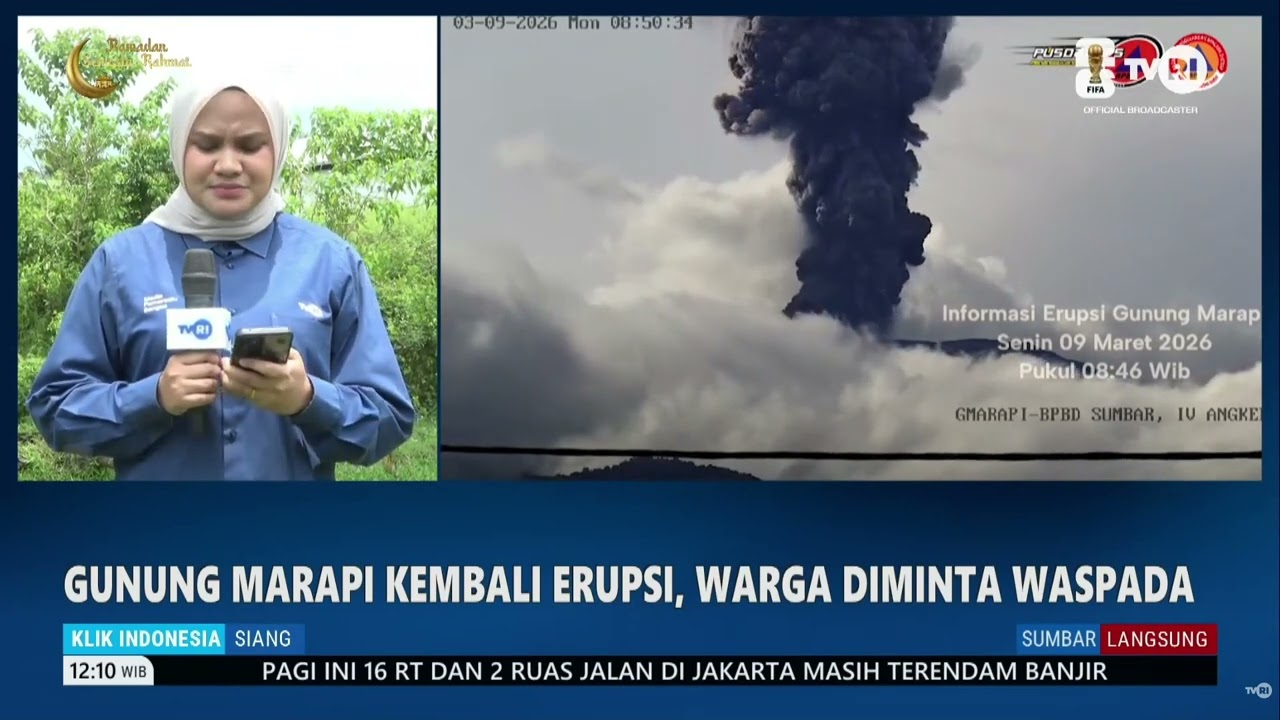Gunung Marapi Kembali Erupsi, Warga Diminta Waspada